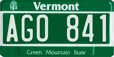 VT license plate AGO841