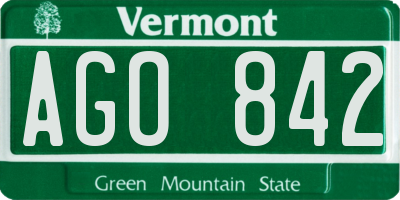 VT license plate AGO842
