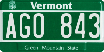 VT license plate AGO843