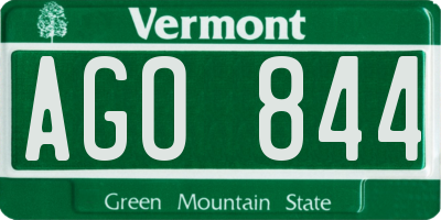 VT license plate AGO844