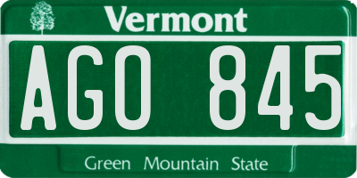 VT license plate AGO845