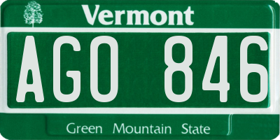 VT license plate AGO846