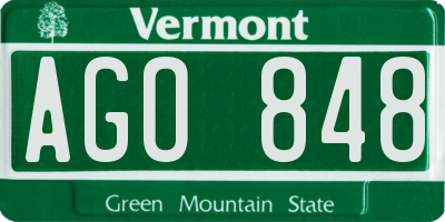 VT license plate AGO848