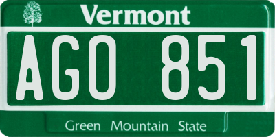 VT license plate AGO851