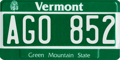 VT license plate AGO852