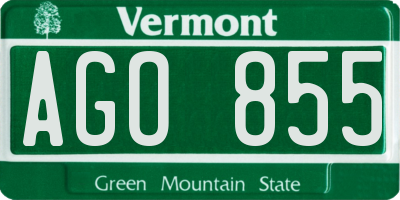 VT license plate AGO855
