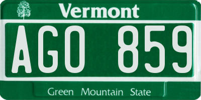 VT license plate AGO859