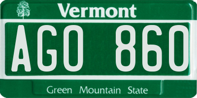 VT license plate AGO860
