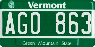 VT license plate AGO863