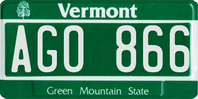 VT license plate AGO866