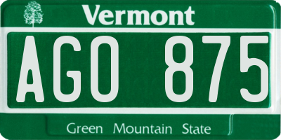 VT license plate AGO875