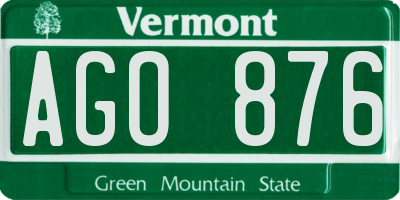 VT license plate AGO876