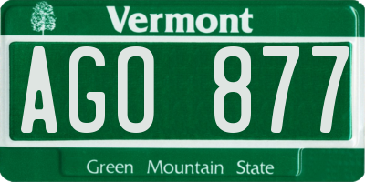 VT license plate AGO877