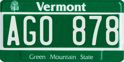 VT license plate AGO878