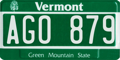VT license plate AGO879