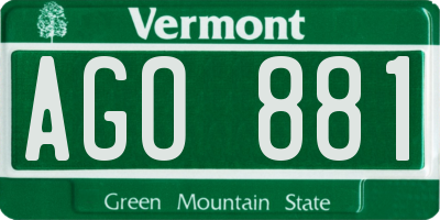 VT license plate AGO881