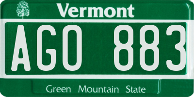 VT license plate AGO883
