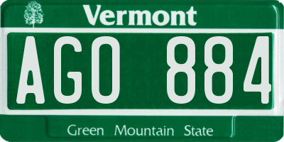 VT license plate AGO884