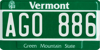 VT license plate AGO886