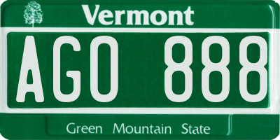 VT license plate AGO888