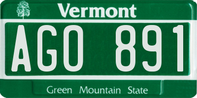 VT license plate AGO891