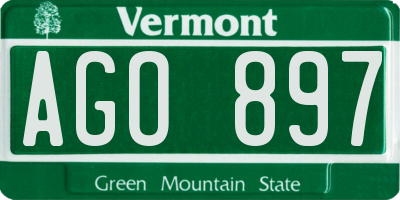 VT license plate AGO897