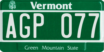 VT license plate AGP077