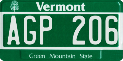 VT license plate AGP206