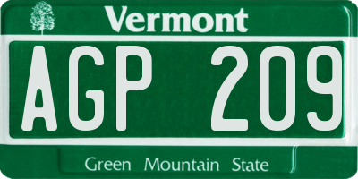 VT license plate AGP209