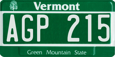 VT license plate AGP215