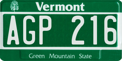 VT license plate AGP216