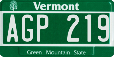 VT license plate AGP219