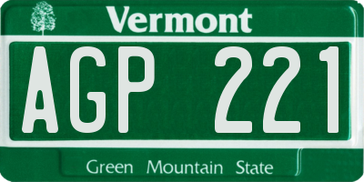 VT license plate AGP221