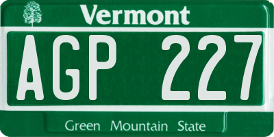 VT license plate AGP227