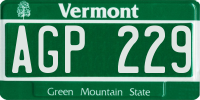 VT license plate AGP229