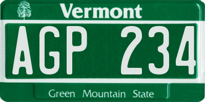 VT license plate AGP234