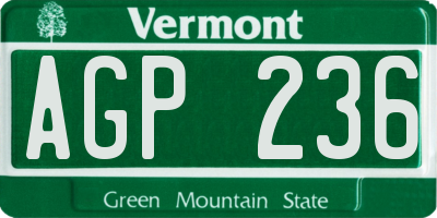 VT license plate AGP236