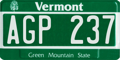 VT license plate AGP237