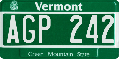 VT license plate AGP242