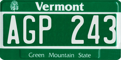VT license plate AGP243