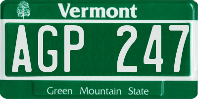 VT license plate AGP247