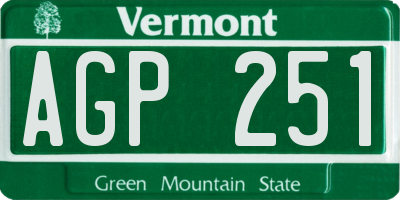 VT license plate AGP251