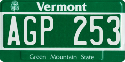 VT license plate AGP253