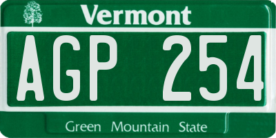 VT license plate AGP254