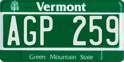 VT license plate AGP259