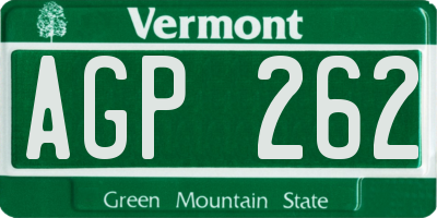 VT license plate AGP262