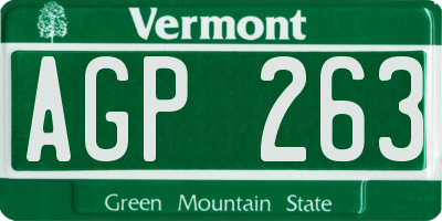 VT license plate AGP263