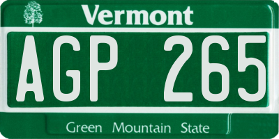 VT license plate AGP265