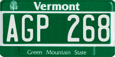 VT license plate AGP268