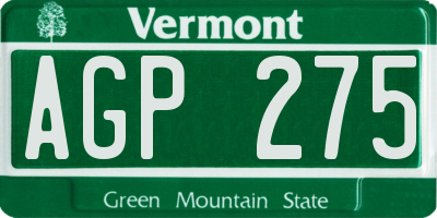 VT license plate AGP275